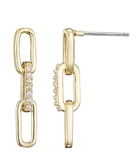Adornia Gold Cubic Zirconia Mini Paperclip Drop Earrings