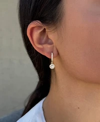 Adornia Gold Cubic Zirconia Halo Drop Huggie Hoop Earrings