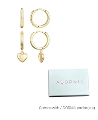 Adornia Gold Heart Huggie Earring Set