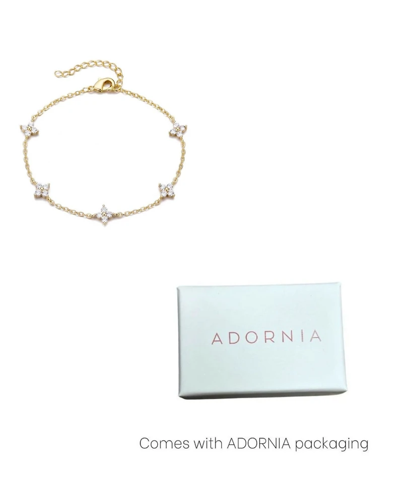Adornia Gold Cubic Zirconia Flower Station Bracelet