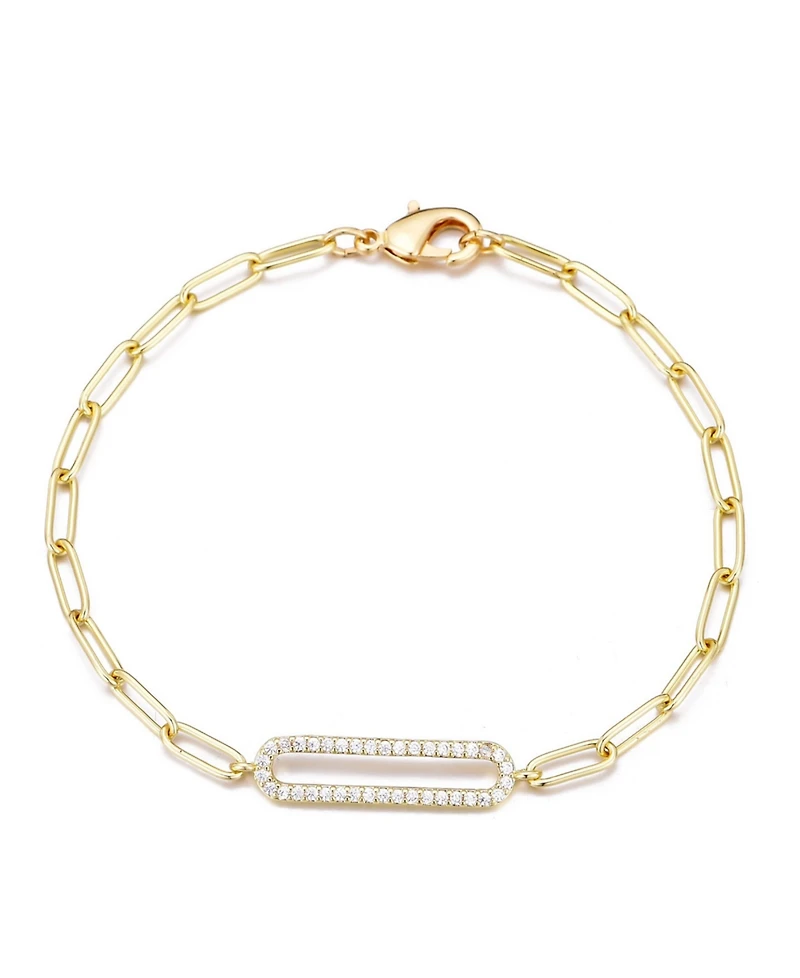 Adornia Gold Cubic Zirconia Elongated Pave Link Bracelet