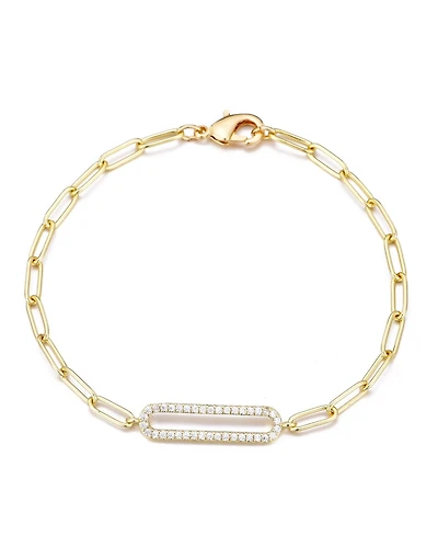 Adornia Gold Cubic Zirconia Elongated Pave Link Bracelet