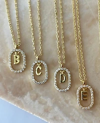 Adornia Gold Plated Cubic Zirconia Floating Letter Frame Necklace