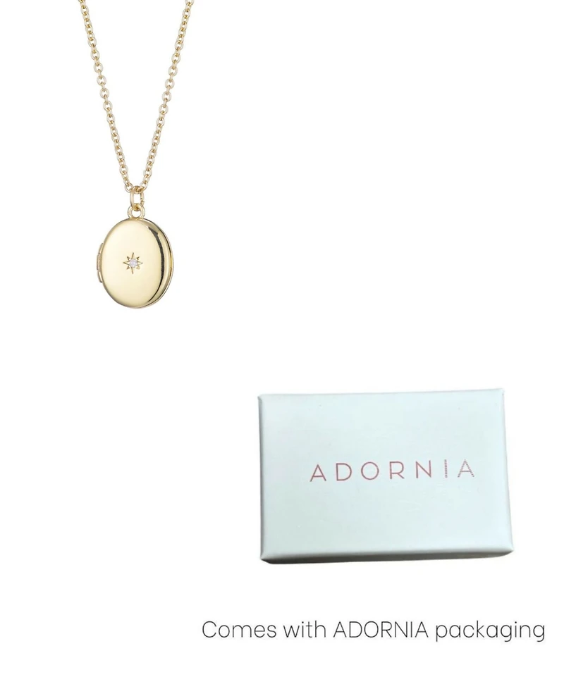 Adornia Gold Cubic Zirconia Oval Locket Starburst Necklace