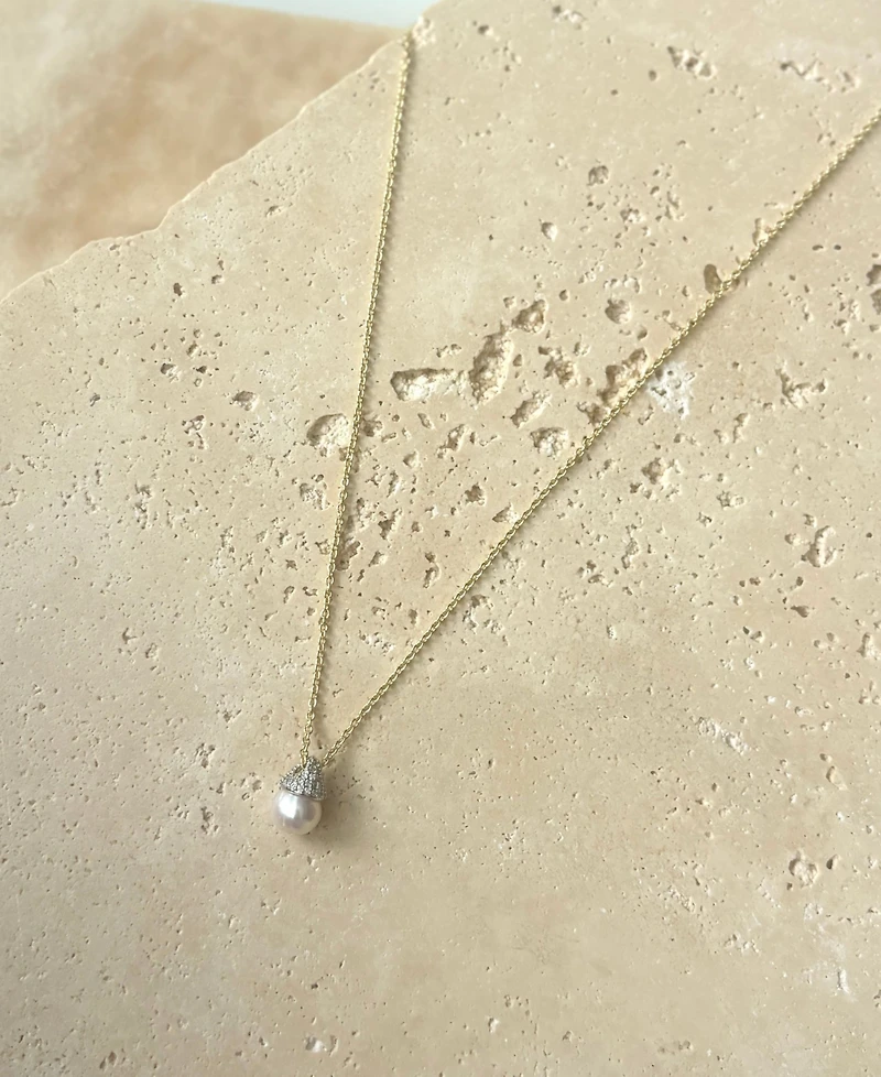 Adornia Gold Freshwater Pearl Hanging Necklace