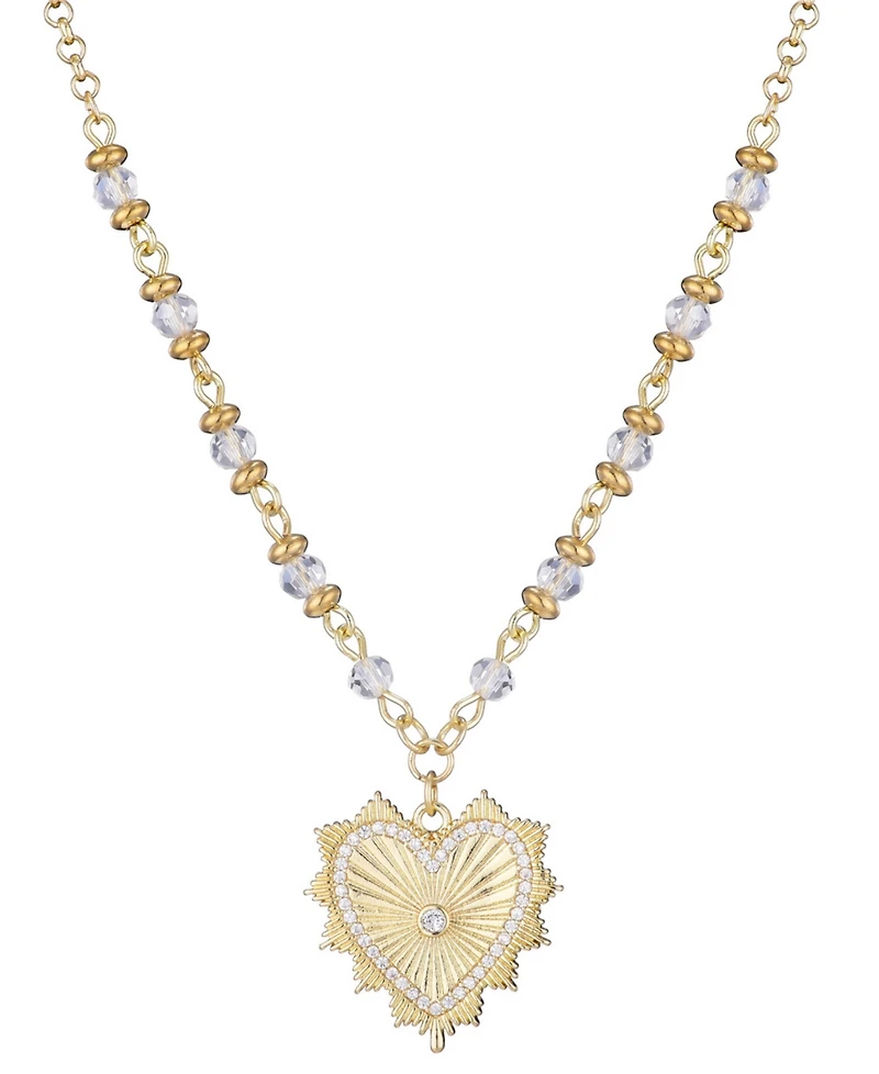 Adornia Gold Cz Heart Necklace with Rosary Chain