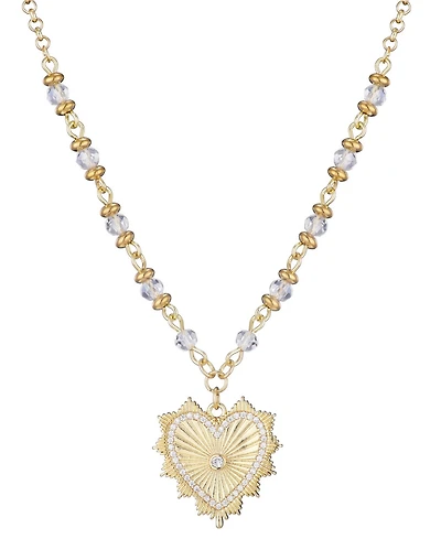 Adornia Gold Cz Heart Necklace with Rosary Chain