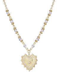 Adornia Gold Cz Heart Necklace with Rosary Chain