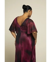 Fashion-szn Curve Women's Abstract Print Mesh Maxi Dress