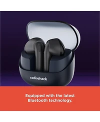 RadioShack Transparent Case navy blue Tws Earbuds, White, IPX5, Bluetooth 5.4, Noise Cancelling 3304411