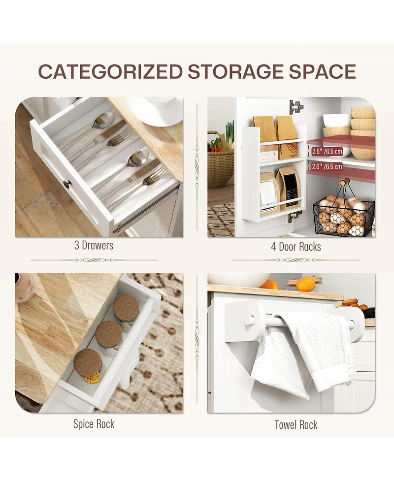Slickblue Stylish Kitchen Island Kitchen Cabinet and Storage Cabinet for Efficient Kitchen Space
