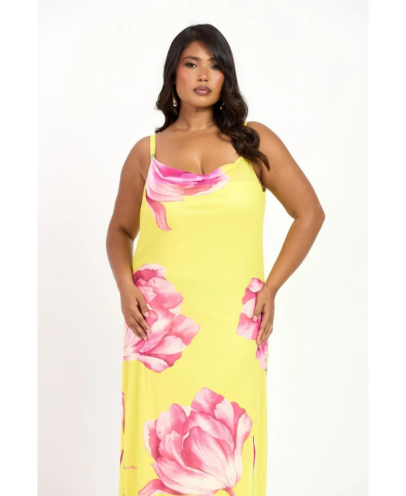 Fashion-szn Curve Statement Floral Strappy Maxi Dress