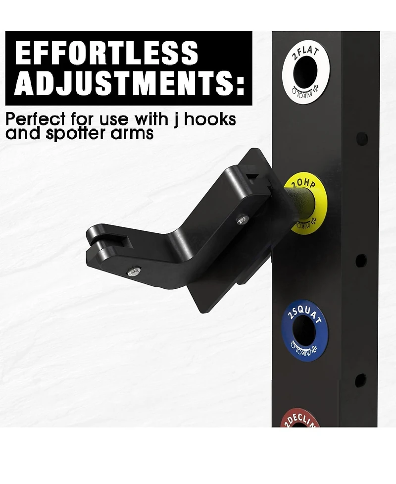 Mikolo Squat Rack Magnetic Position Markers - Power Cage Attachment, for J-Hooks and Spotter Arms (1" Holes)