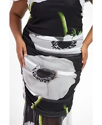 Fashion-szn Curve Women's Plus Bold Floral Ruched Midi Dress