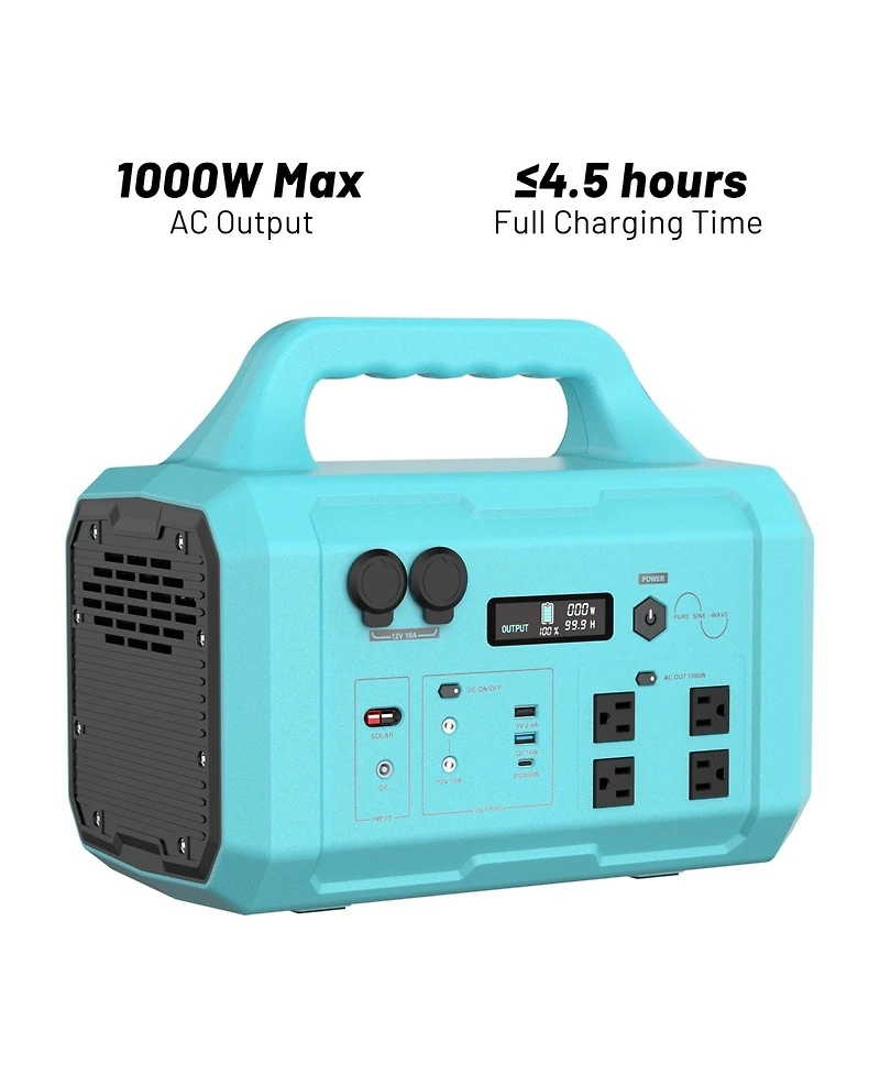 Mondawe 1800W Portable Power Station 1024Wh Solar Generator with Ac Outlet & Ups