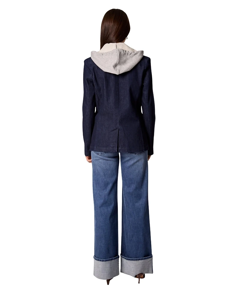 Blue Revival Women's Helen Rinse Blazer with Removable Grey Hoodie Insert