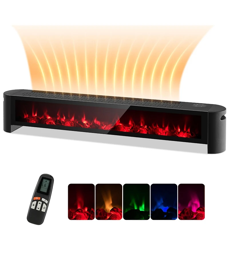Costway 1400W Electric Baseboard Heater Convection Space Heater with Realistic 3D Flame