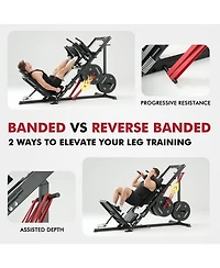 Mikolo Leg Press Hack Squat Machine Combo, Leg Press Machines for Home Gym with Linear Bearing, Hack Squat Machine with Rear and Front Band Pegs, Leg
