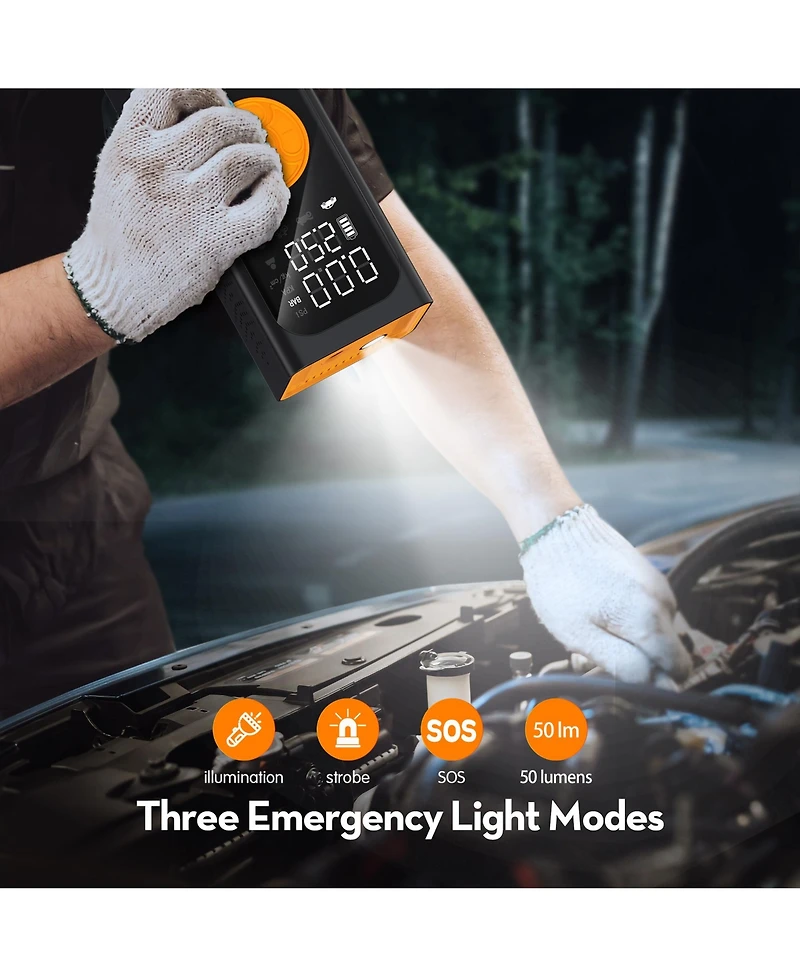 Tire Inflator Portable Air Compressor, Air Pump, Cordless Pump with Digital Pressure Gauge, Led Light and Auto Shut-Off Function