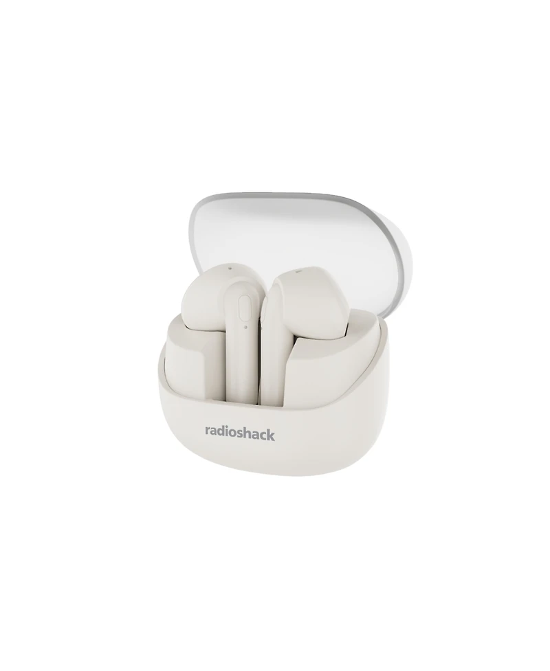 RadioShack Transparent Case Tws Earbuds, White, IPX5, Bluetooth 5.4, Noise Cancelling 3304410