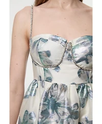 Karen Millen Women's Metallic Jacquard Midi Dress
