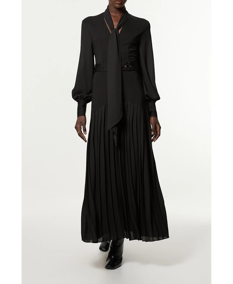 Karen Millen Jersey Ponte Georgette Mix Midi Dress