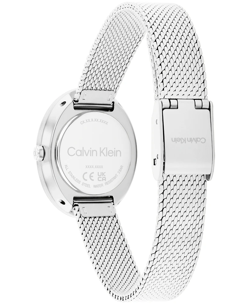 Calvin Klein Women's Twisted Bezel Silver Tone Stainless Steel Bracelet Watch, 24mm
