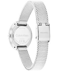Calvin Klein Women's Twisted Bezel Silver Tone Stainless Steel Bracelet Watch, 24mm