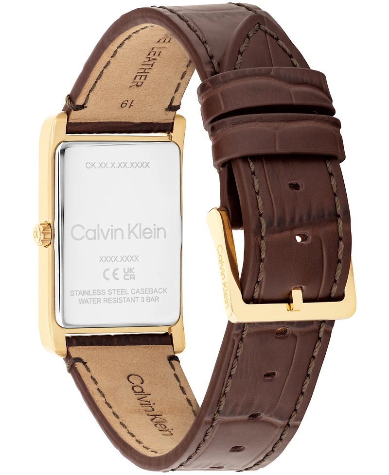 Calvin Klein Men's Dapper Brown Leather Strap Watch, 24mm