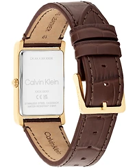 Calvin Klein Men's Dapper Brown Leather Strap Watch, 24mm