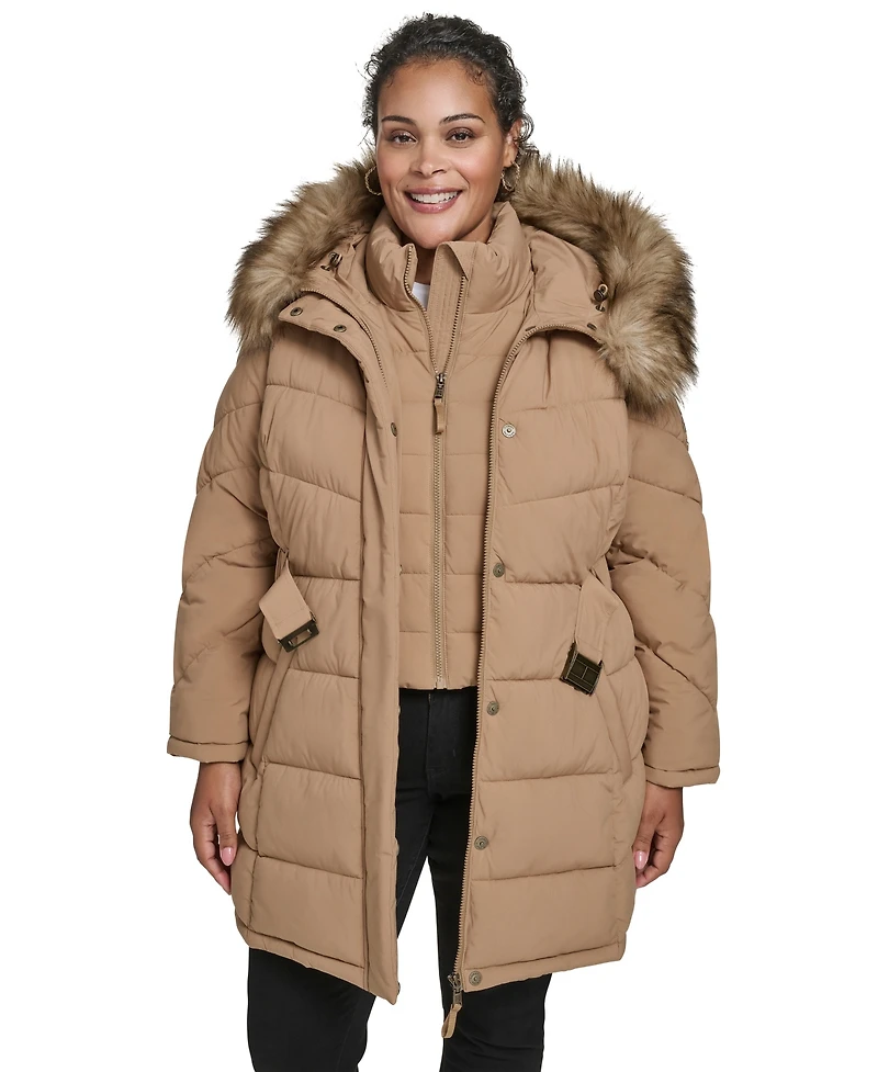 Tommy Hilfiger Plus Hooded Puffer Coat