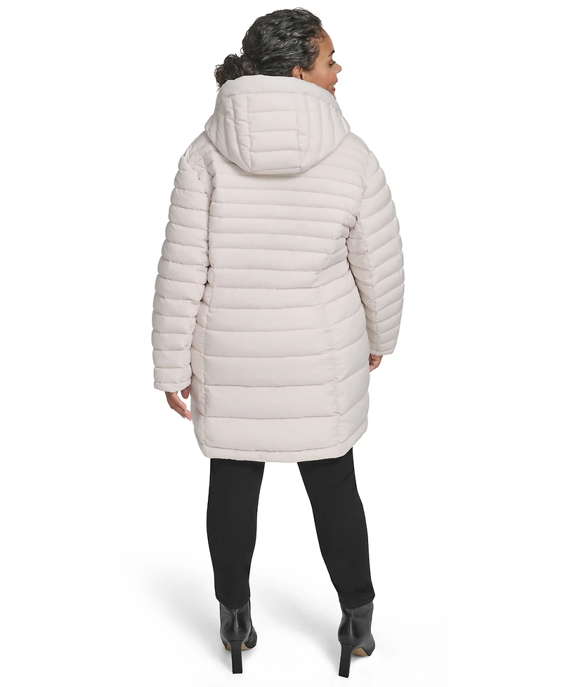 Tommy Hilfiger Plus Hooded Packable Puffer Coat