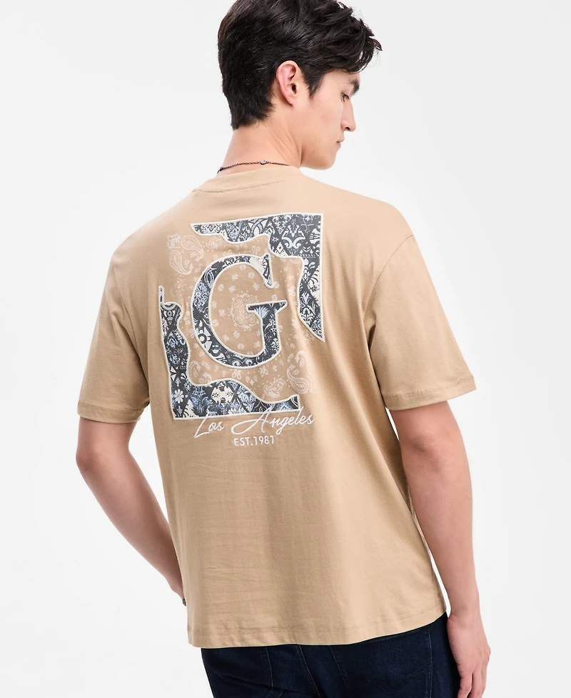 Guess Men's Embroidered Paisley Logo T-Shirt