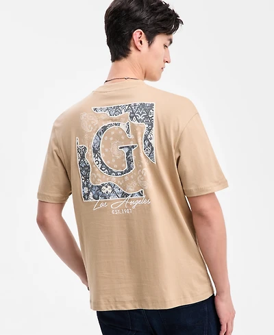Guess Men's Embroidered Paisley Logo T-Shirt