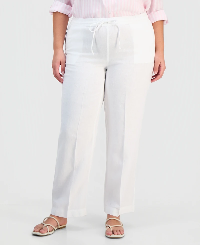Charter Club Plus 100% Linen Pants, Exclusively at Macy's