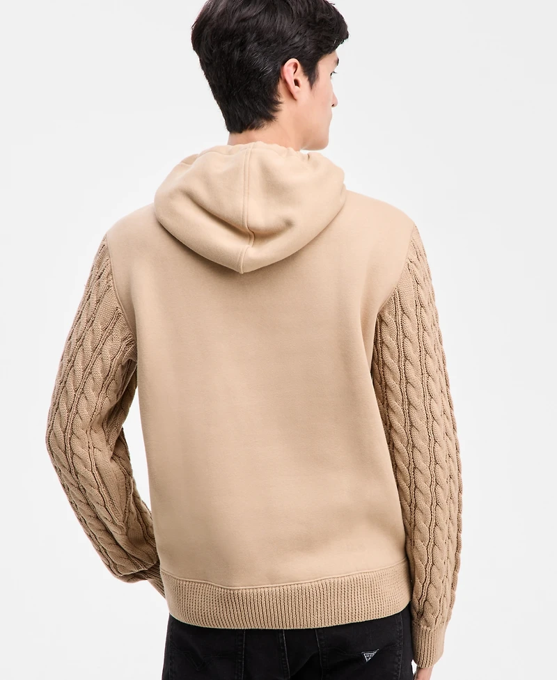 Guess Men's Cable-Knit Sleeve Hoodie