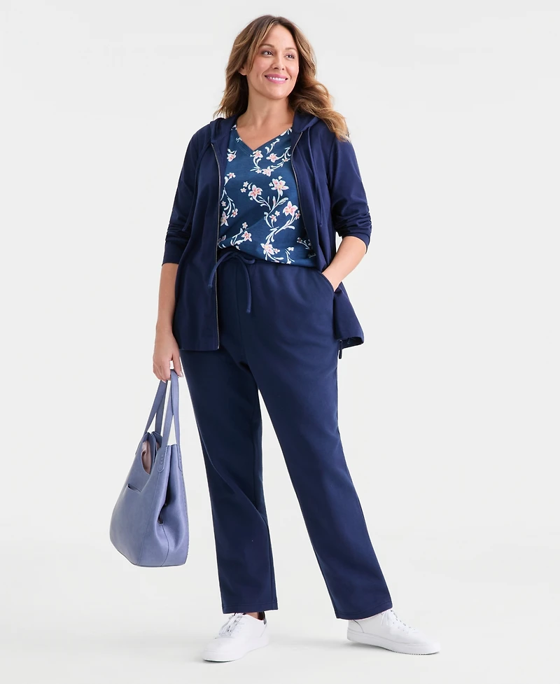 Style & Co Women's Plus Mid Rise Drawstring-Waist Fleece Pant, Exclusively at Macy's