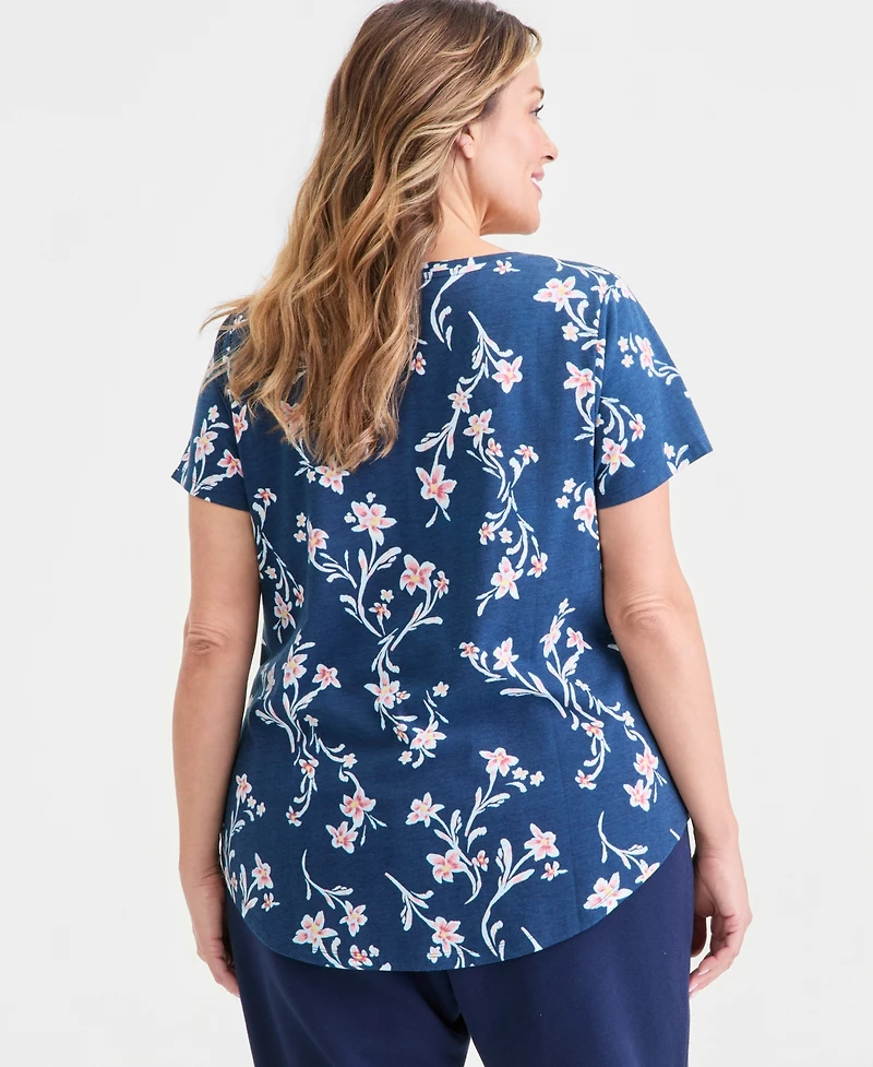 Style & Co Plus Size Perfect V-Neck T-Shirt, Macy's Exclusive