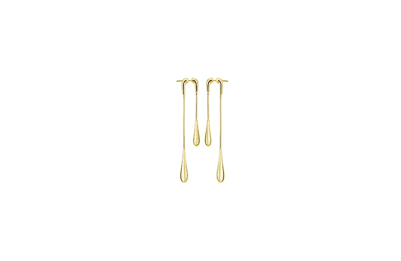 Lucy Quartermaine Double Drop Earrings front and back in gold vermeil