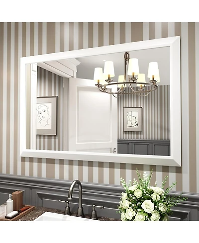 Amorho Bathroom Mirror, 48" x 32" Inch Thick Metal Framed Wall Mirrors for Over Sink, Bedroom, Living Room, Entryway