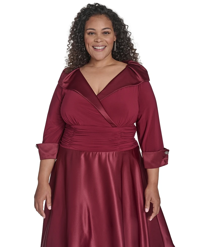 Jessica Howard Plus Rhinestone Cuff Sleeve Midi Dress