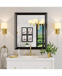 Amorho Bathroom Mirror, 36" x 32" Inch Thick Metal Framed Wall Mirrors for Over Sink, Bedroom, Living Room, Entryway