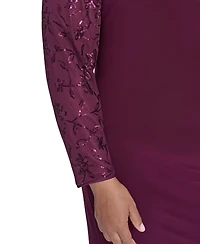 Jessica Howard Plus Raglan Sleeve Combo Gown