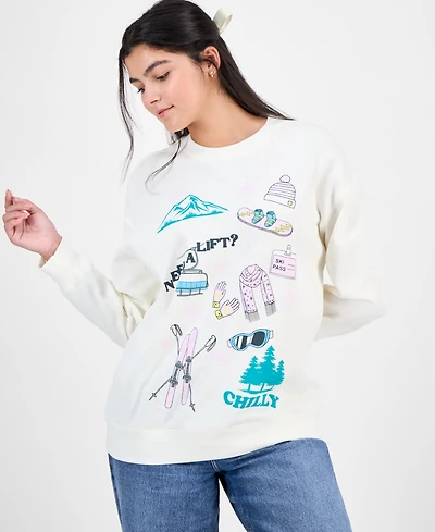 Rebellious One Juniors' Ski Graphic Print Sweathirt