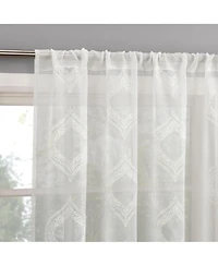 Rivalie Embroidered Medallion Sheer Rod Pocket Curtain Panel