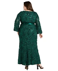 R & M Richards Plus Soutache Lace Long Dress
