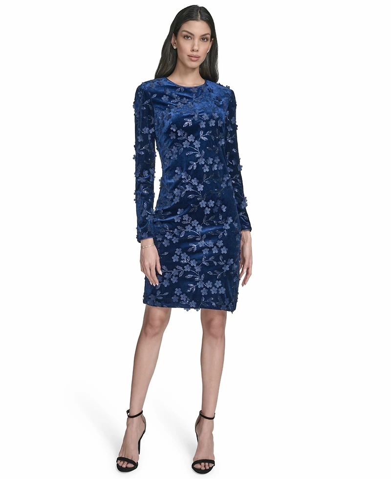 Eliza J Women's Velvet Long Sleeve Short Dress
