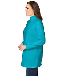 Woman Within Women's Plus Perfect Long-Sleeve Mockneck Tee