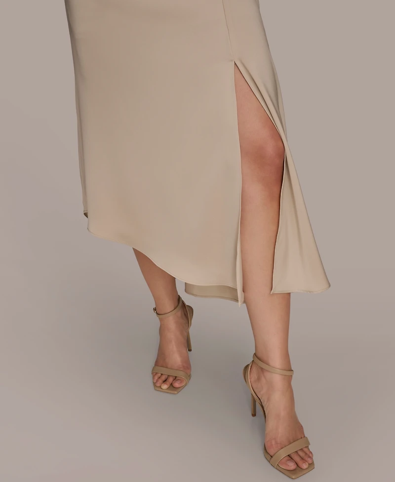 Donna Karan New York Women's Satin High Neck Midi Dress