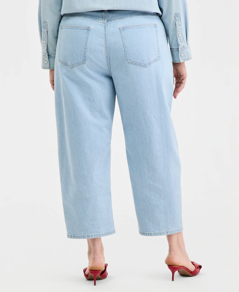 On 34th Trendy Plus Embellished Cropped Barrel-Leg Jeans, Macy's Exclusive